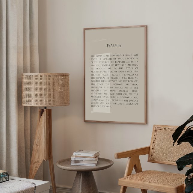 Psalm 23 Moderne Christliche Kunst Poster (Psalm 23 minimalist typography poster featuring the beloved verse “The Lord is my shepherd”.)