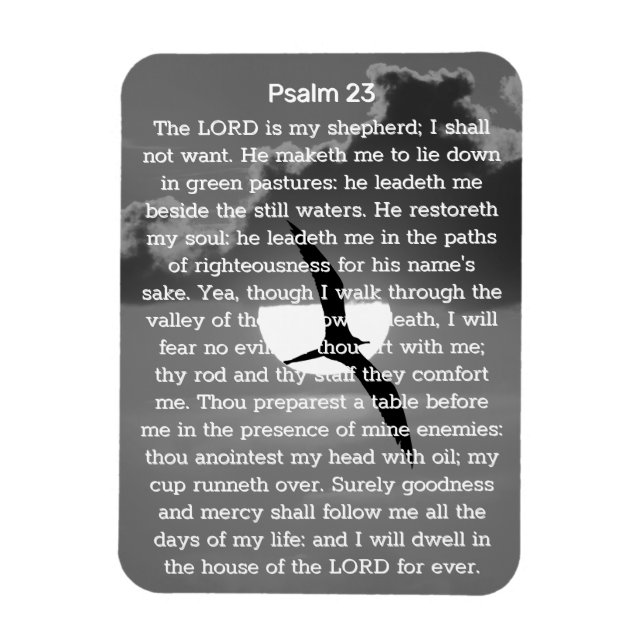 Psalm 23 Monochrome Sunset Seagull Magnet (Vertikal)