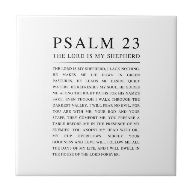 Psalm 23 NKJV Bibel Der Herr ist mein Hirte Fliese (Vorderseite)