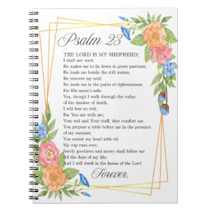 Psalm 23 NKJV Wasserfarbe Botanische Bibel Schrift Notizblock