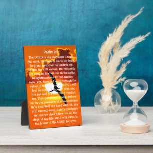Psalm 23 Orange Sunset Seagull Fotoplatte