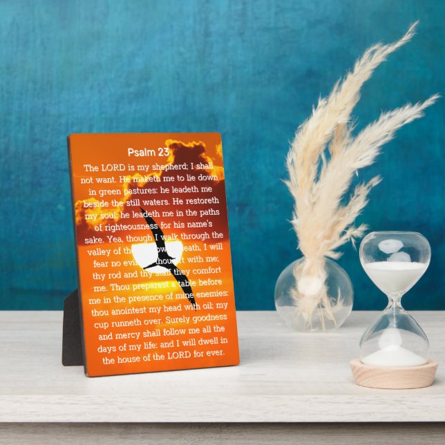 Psalm 23 Orange Sunset Seagull Fotoplatte (Seite)