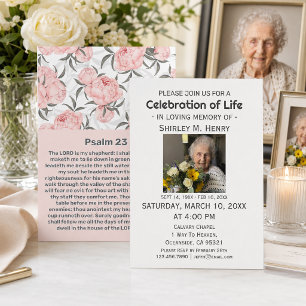 Psalm 23 Pink Floral Muster Feier Leben Einladung