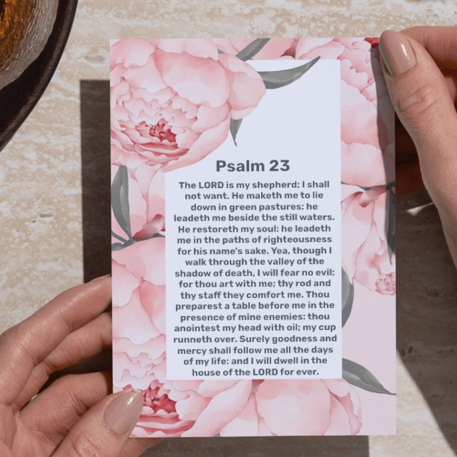 Psalm 23 Pink Peonies Celebration of Life Funeral Einladung (Psalm 23 Pink Peonies Celebration of Life Funeral Invitation)