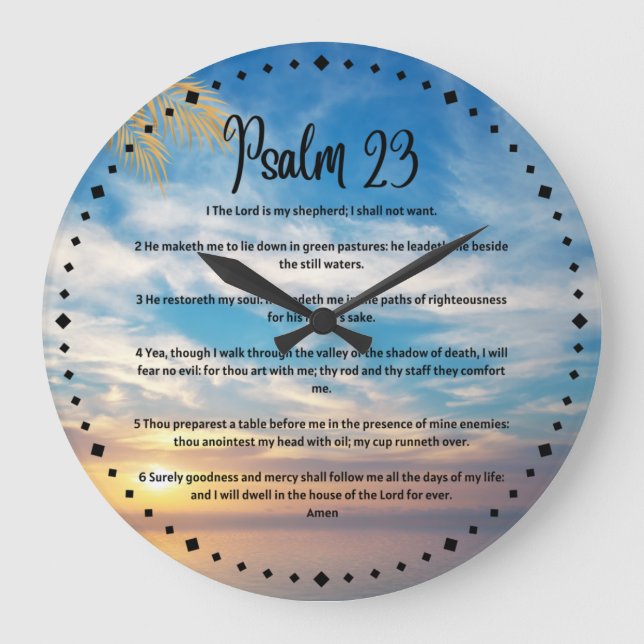 Psalm 23 Prayer large clock Große Wanduhr (Vorderseite)