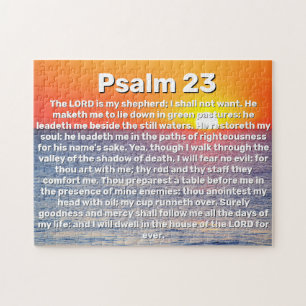 Psalm 23 Red Ocean Sunset Bible Verse Puzzle