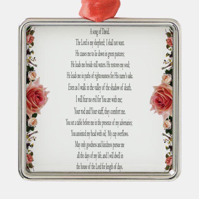 Psalm 23, Rose Blume, Metallverzierung Ornament Aus Metall (Vorne)