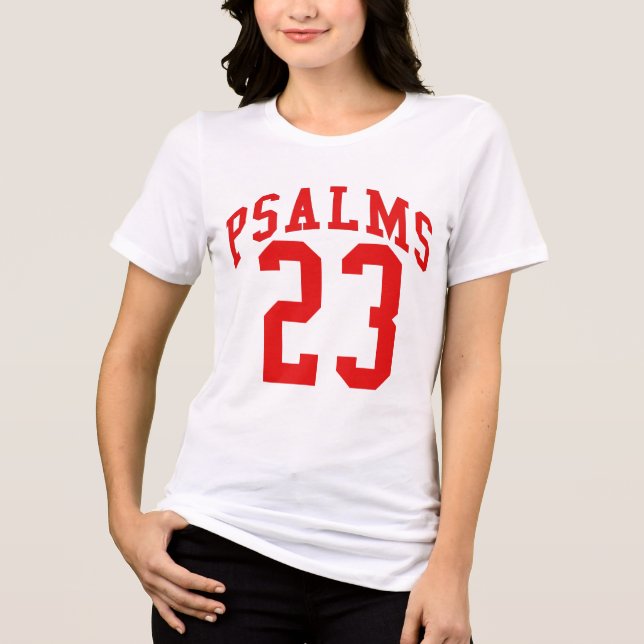 Psalm 23 Rote Varsity-Nummernt-Shirt Tri-Blend Shirt (Vorderseite)