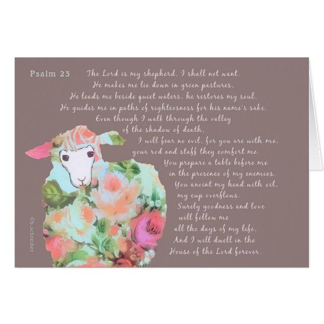 Psalm 23, Schafe auf Taupehintergrund (Vorderseite (Horizontal))