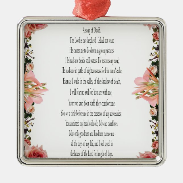 Psalm 23 Song David, Rosa Rose, Squre Ornament (Vorne)