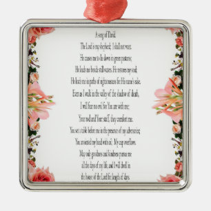 Psalm 23 Song David, Rosa Rose, Squre Ornament Aus Metall