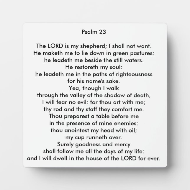 Psalm 23 Square Tabletop Foto Plaque Fotoplatte (Vorderseite)