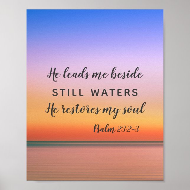 Psalm 23 Still Waters Pink Beach Poster (Vorne)
