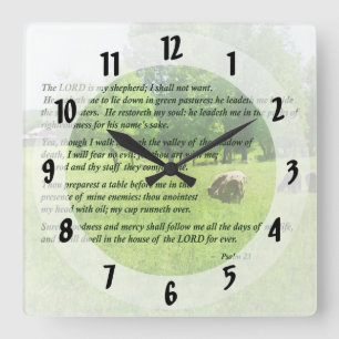 Psalm 23 The Lord Is My Shepherd Quadratische Wanduhr