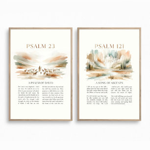 Psalm 23 und Psalm 121 Kunst-Aquarellkunst Set