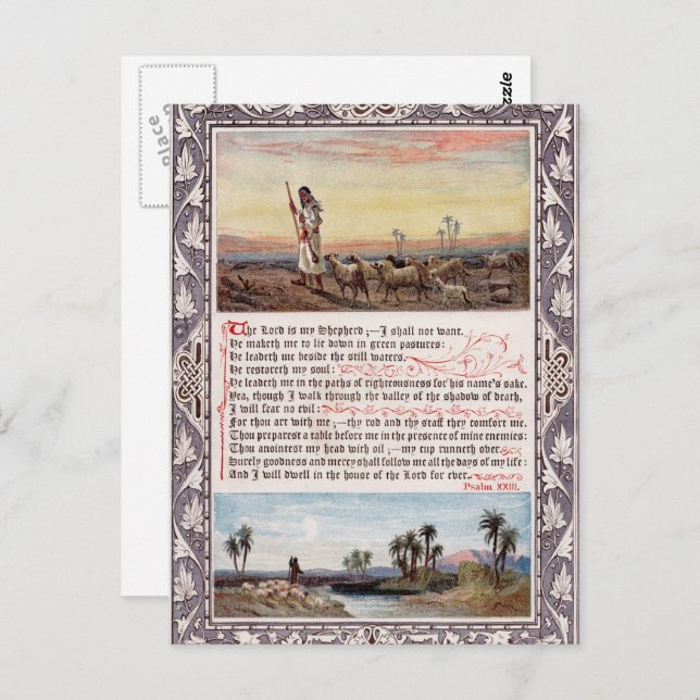 Psalm 23 Vintag Postkarte (Vorne/Hinten)