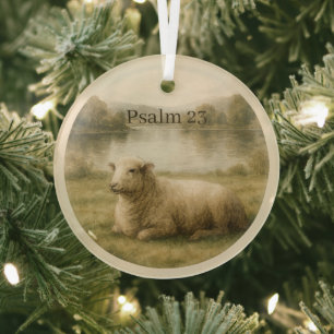 Psalm 23 Wasserfarbe Schaf Friedliche Weihnachten Ornament Aus Glas