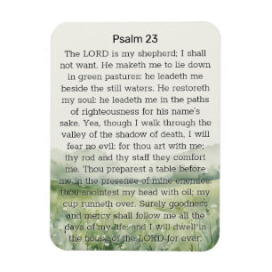 Psalm 23 Watercolor Green Field Magnet