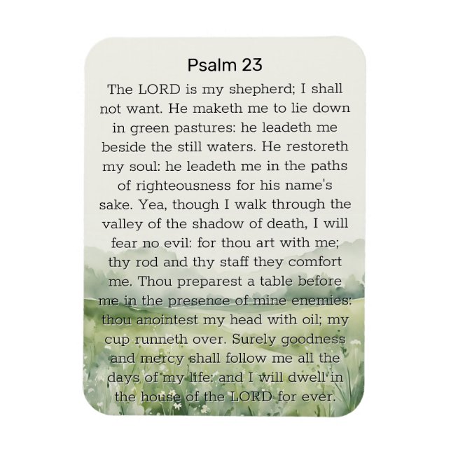 Psalm 23 Watercolor Green Field Magnet (Vertikal)