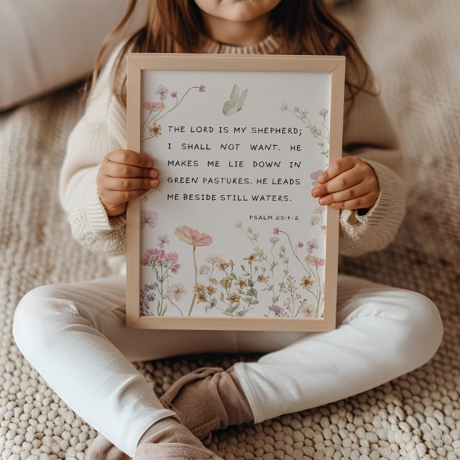 Psalm 23 Wildblumen Bibelvers Kinderzimmer Poster (Von Creator hochgeladen)