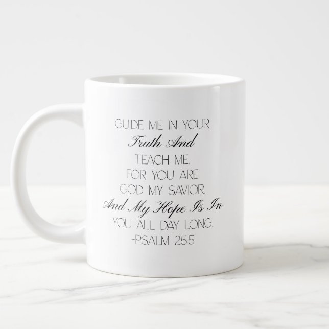 Psalm 25:5 Hoffnung Bibelvers Tasse (Links)