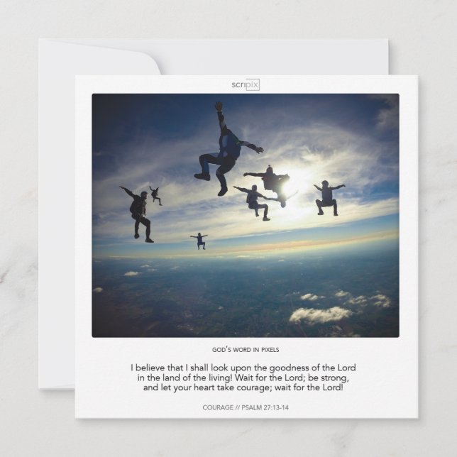 Psalm 27-13-14 COURAGE SCRIPIX-Karte Einladung (Vorderseite)