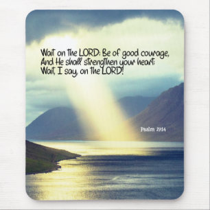 Psalm 27:14 Warten Sie auf den LORD Bibel Verse Oz Mousepad