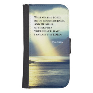Psalm 27:14 Warten Sie auf den LORD Bibel Verse Oz Galaxy S4 Geldbeutel Hülle