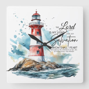 Psalm 27:1 Bibel LORD ist mein Licht und meine Erl Quadratische Wanduhr