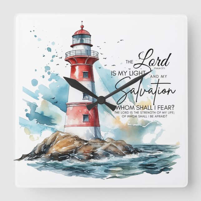 Psalm 27:1 Bibel LORD ist mein Licht und meine Erl Quadratische Wanduhr (Vorderseite)