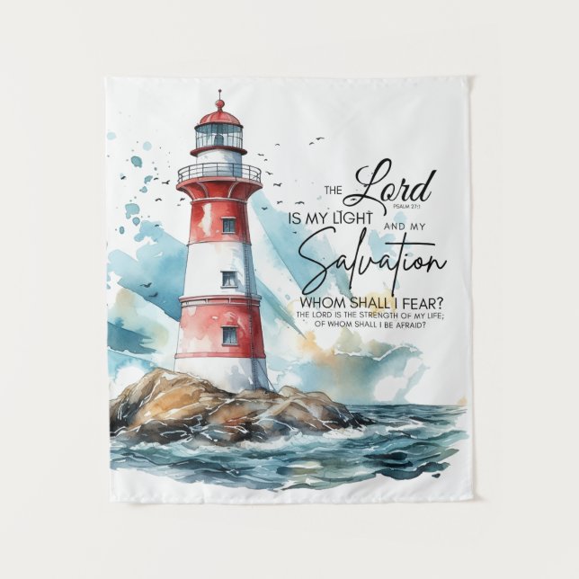 Psalm 27:1 Bibel LORD ist mein Licht und meine Erl Wandteppich (Vorderseite)