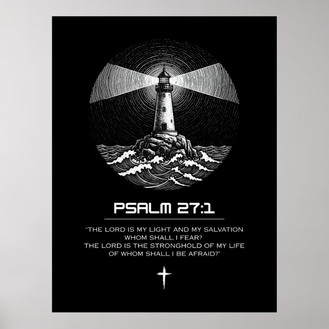 Psalm 27:1 Bible Verse | Lighthouse Christian Poster (Vorne)