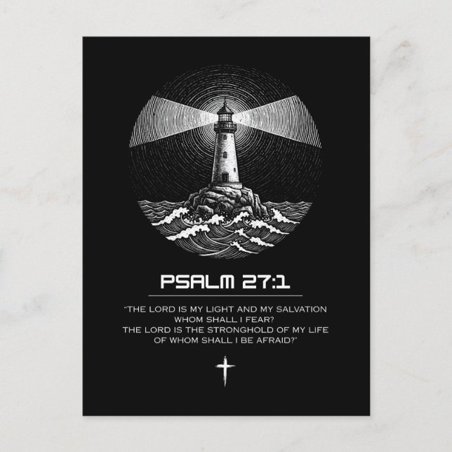 Psalm 27:1 Bible Verse Tshirt | Christian Postkarte (Vorderseite)