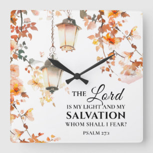 Psalm 27:1 Der Herr ist meine Light & Salvation Bi Quadratische Wanduhr