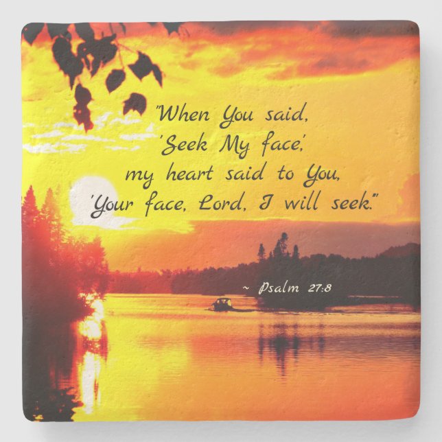 Psalm 27:8 Ihr Gesicht LORD Ich werde Bibel suchen Steinuntersetzer (Vorderseite)