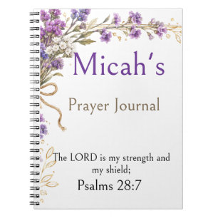 Psalm 28:7 Bibelvers, Lila Gebetsjournal, Notizblock