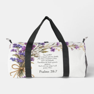 Psalm 28:7 Bibelvers, Lila Lavendel Blumen Kunst Duffle Bag
