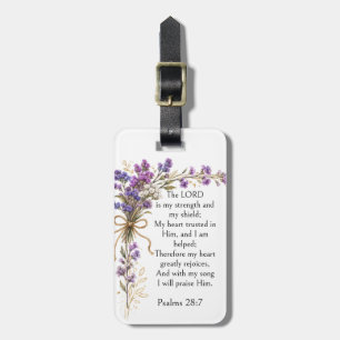Psalm 28:7 Bibelvers, Lila Lavendel Blumen Kunst Gepäckanhänger