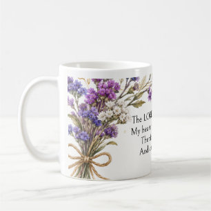 Psalm 28:7 Bibelvers, Lila Lavendel Blumen Kunst Kaffeetasse