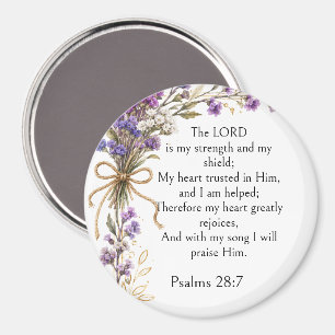 Psalm 28:7 Bibelvers, Lila Lavendel Blumen Kunst Magnet