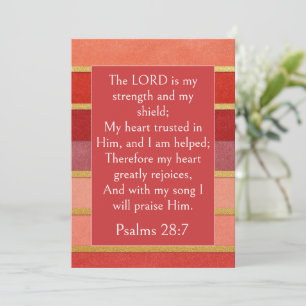 Psalm 28:7 Bibelvers, Pfirsich Gold Rot Burgunder Einladung