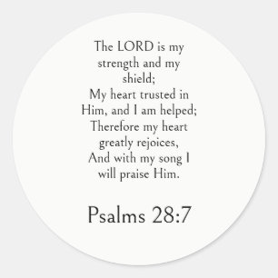 Psalm 28:7 Bibelvers, Stärke Schrift Modern  Runder Aufkleber
