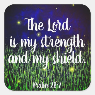 Psalm 28:7 Christliche Bibelbibliothekskleber Quadratischer Aufkleber