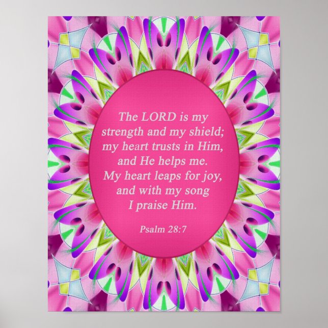 Psalm 28:7 Christliches Poster (Vorne)