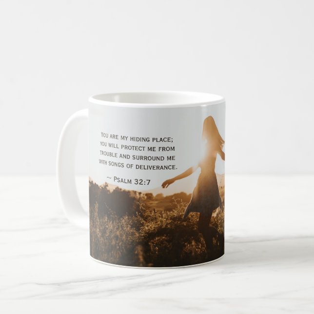 Psalm 32:7 Du bist mein Versteck Bibel Verse Kaffeetasse (Vorderseite Links)