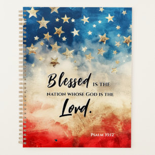 Psalm 33:12 Gesegnet ist die Flaggenbibel der Nati Planer
