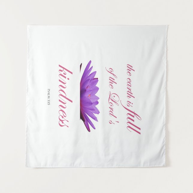 Psalm 33 lila Lotusfreundlichkeit Wandteppich (Vorderseite (Horizontal))