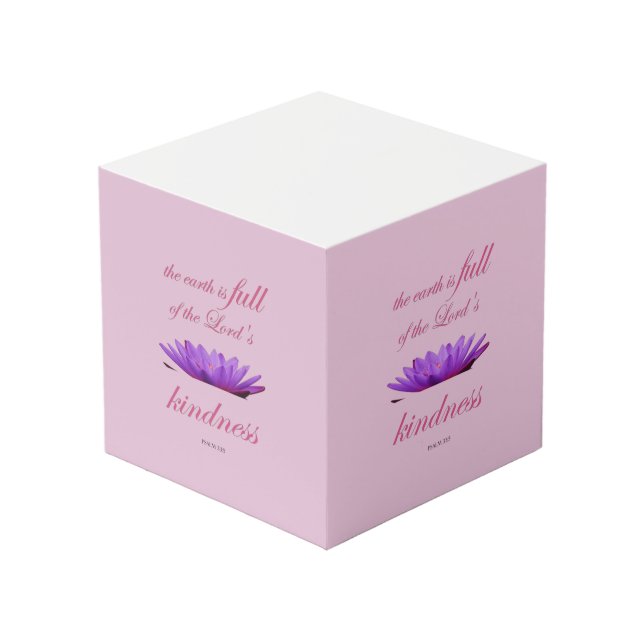 Psalm 33 lila Lotusfreundlichkeit Würfel (Vorderseite Schrägansicht)