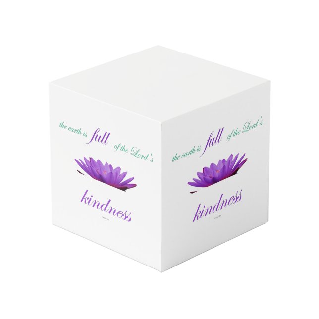 Psalm 33 lila Lotusfreundlichkeit Würfel (Vorderseite Schrägansicht)