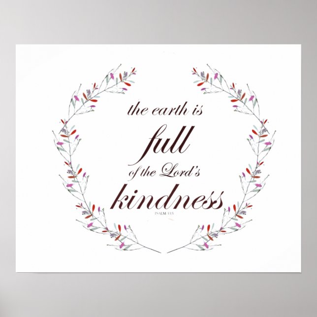 Psalm 33 Schrift Blumenreath Art Poster (Vorne)